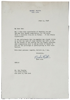The Most Significant Babe Ruth Letter Extant- His 1948 Farewell Letter to the New York Yankees (PSA/DNA)